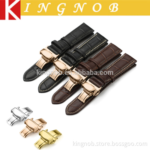 12 13 14 15 16 18 20 22 24mm Watch Band Deployment Butterfly Clasp Watch Strap Genuine Cow Leather Watchbands